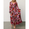 image:imageRVivimos Womens Boho Floral Print Flowy Slit Maxi DressBlack