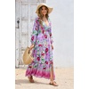 image:imageRVivimos Womens Boho Floral Print Flowy Slit Maxi DressBlue Purple