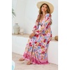 image:imageRVivimos Womens Boho Floral Print Flowy Slit Maxi DressMultidarkpink