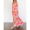image:imageRVivimos Womens Boho Floral Print Flowy Slit Maxi DressPink