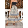 image:imageRVivimos Womens Boho Floral Print Ruffle Flowy Maxi SkirtBeige