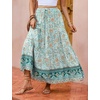 image:imageRVivimos Womens Boho Floral Print Ruffle Flowy Maxi SkirtBlue Turquoise