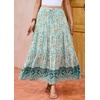 image:imageRVivimos Womens Boho Floral Print Ruffle Flowy Maxi SkirtBlue Turquoise
