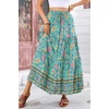 image:imageRVivimos Womens Boho Floral Print Ruffle Flowy Maxi SkirtGreen2