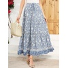 image:imageRVivimos Womens Boho Floral Print Ruffle Flowy Maxi SkirtLightblue