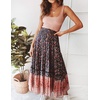image:imageRVivimos Womens Boho Floral Print Ruffle Flowy Maxi SkirtNavybluered