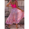 image:imageRVivimos Womens Boho Floral Print Ruffle Flowy Maxi SkirtPink