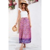 image:imageRVivimos Womens Boho Floral Print Ruffle Flowy Maxi SkirtPink2