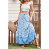 image:imageRVivimos Womens Boho Floral Print Ruffle Flowy Maxi SkirtWhiteblue