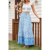 image:imageRVivimos Womens Boho Floral Print Ruffle Flowy Maxi SkirtWhiteblue
