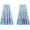 image:imageRVivimos Womens Boho Floral Print Ruffle Flowy Maxi SkirtWhiteblue