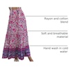 image:imageRVivimos Womens Boho Floral Print Ruffle Flowy Maxi SkirtWhitepink