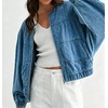 image:imageRVivimos Womens Distressed Jean Jacket Zip Up Cropped CoatBlue