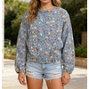 image:imageRVivimos Womens Distressed Jean Jacket Zip Up Cropped CoatBluefloral