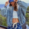 image:imageRVivimos Womens Distressed Jean Jacket Zip Up Cropped CoatLight Blue