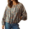 image:imageRVivimos Womens Distressed Jean Jacket Zip Up Cropped CoatRetrobluefloral
