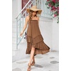 image:imageRVivimos Womens High Waisted Ruffle Layered Midi SkirtBrown