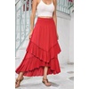 image:imageRVivimos Womens High Waisted Ruffle Layered Midi SkirtRed