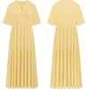 image:imageRVivimos Womens Summer Cotton Casual Flowy Maxi DressLight Yellow