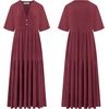 image:imageRVivimos Womens Summer Cotton Casual Flowy Maxi DressWine Red