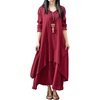 image:imageRVivimos Women Long Sleeve Plus Size Irregular Long DressesWine Red