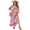 image:imageRVivimos Womens Boho Floral Print Flowy Slit Maxi DressMultidarkpink