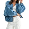 image:imageRVivimos Womens Distressed Jean Jacket Zip Up Cropped CoatBlue