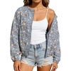 image:imageRVivimos Womens Distressed Jean Jacket Zip Up Cropped CoatBluefloral