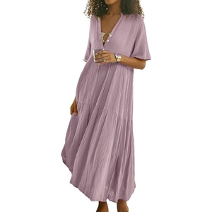 image:imageRVivimos Womens Summer Cotton Casual Flowy Maxi DressDusty Purple