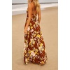 image:imageRVivimos Summer Maxi Halter Dresses for Women 2026 V Neck Smocked Boho Floral Print Flowy Slit Vacation Beach Long SundressWine Red