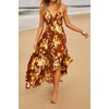 image:imageRVivimos Summer Maxi Halter Dresses for Women 2026 V Neck Smocked Boho Floral Print Flowy Slit Vacation Beach Long SundressWine Red