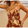 image:imageRVivimos Summer Maxi Halter Dresses for Women 2026 V Neck Smocked Boho Floral Print Flowy Slit Vacation Beach Long SundressWine Red