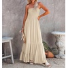 image:imageRVivimos Womens Boho Strapless Smocked Maxi Tube DressBeige2