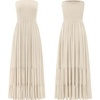 image:imageRVivimos Womens Boho Strapless Smocked Maxi Tube DressBeige2