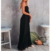 image:imageRVivimos Womens Boho Strapless Smocked Maxi Tube DressBlack2