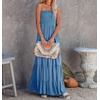 image:imageRVivimos Womens Boho Strapless Smocked Maxi Tube DressBlue2