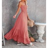 image:imageRVivimos Womens Boho Strapless Smocked Maxi Tube DressPink2