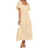 image:imageRVivimos Womens Cotton Eyelet Embroidery ALine Midi DressApricot