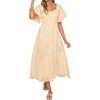image:imageRVivimos Womens Cotton Eyelet Embroidery ALine Midi DressApricot