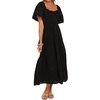 image:imageRVivimos Womens Cotton Eyelet Embroidery ALine Midi DressBlack