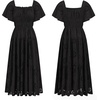 image:imageRVivimos Womens Cotton Eyelet Embroidery ALine Midi DressBlack