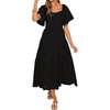 image:imageRVivimos Womens Cotton Eyelet Embroidery ALine Midi DressBlack