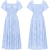 image:imageRVivimos Womens Cotton Eyelet Embroidery ALine Midi DressLight Blue