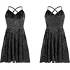 image:imageRVivimos Womens Crushed Velvet Swing Skater Mini DressBlack