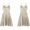 image:imageRVivimos Womens Crushed Velvet Swing Skater Mini DressChampagne