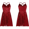 image:imageRVivimos Womens Crushed Velvet Swing Skater Mini DressRed