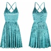 image:imageRVivimos Womens Crushed Velvet Swing Skater Mini DressTurquoise