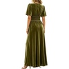 image:imageRVivimos Womens Elastic Waist Front Slit Maxi Velvet DressArmy Green