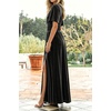 image:imageRVivimos Womens Elastic Waist Front Slit Maxi Velvet DressBlack