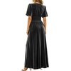 image:imageRVivimos Womens Elastic Waist Front Slit Maxi Velvet DressBlack